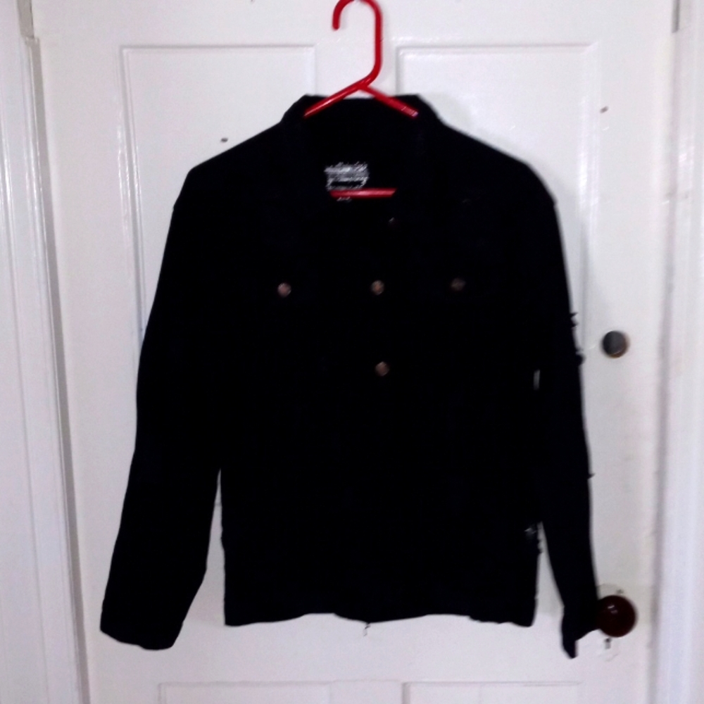 Distressed button down